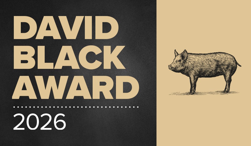 David Black Award 2026 promo graphic in black and gold.
